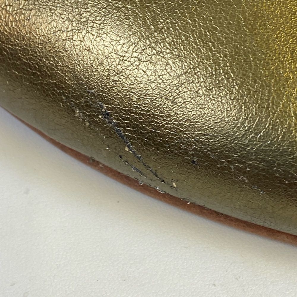 Gold and Tan Sandals with Flat Sole and Peep-Toe Design - Picture 4 of 9